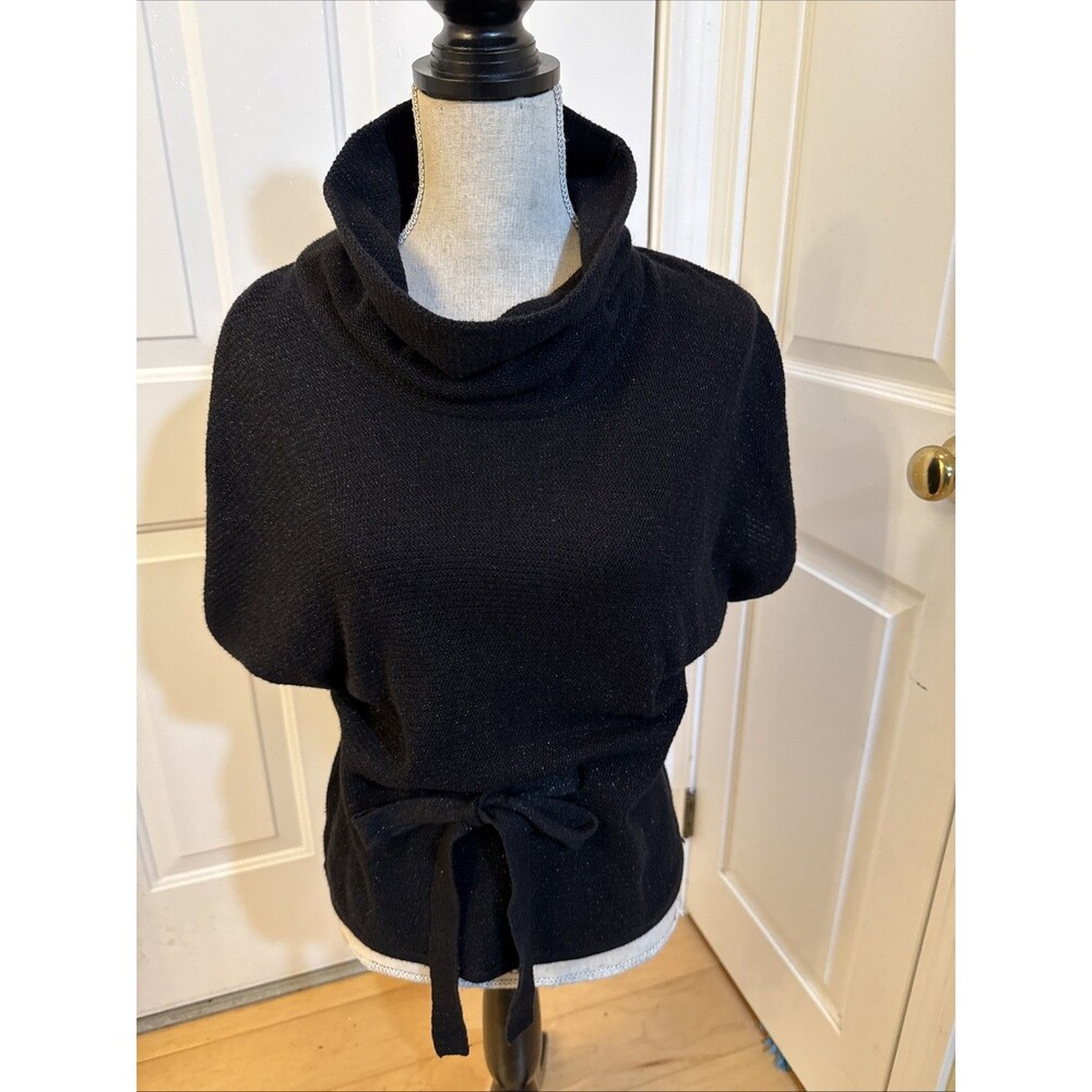 SPARKLY COWLNECK Willi Smith Black Shortsleeved Dressy Sweater Size S